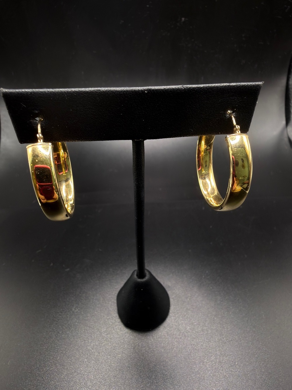 14K YELLOW GOLD 1” HOOP EARRINGS 6mm SHINY CLASSIC TIMELESS CHIC JEWELRY - Picture 2 of 11